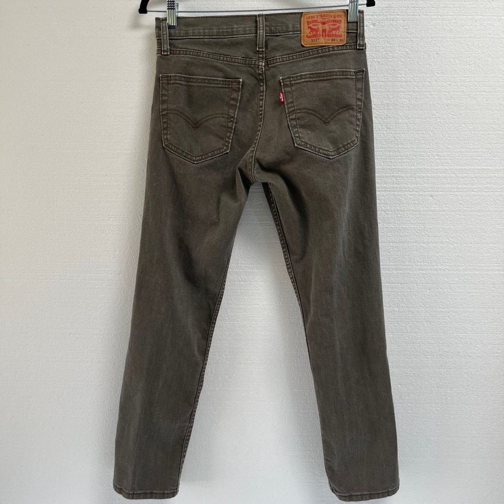 Levi's 511 Slim Fit Stretch Jeans Mens Fits 29x27 Olive Khaki Brown Cowboy - Picture 2 of 10